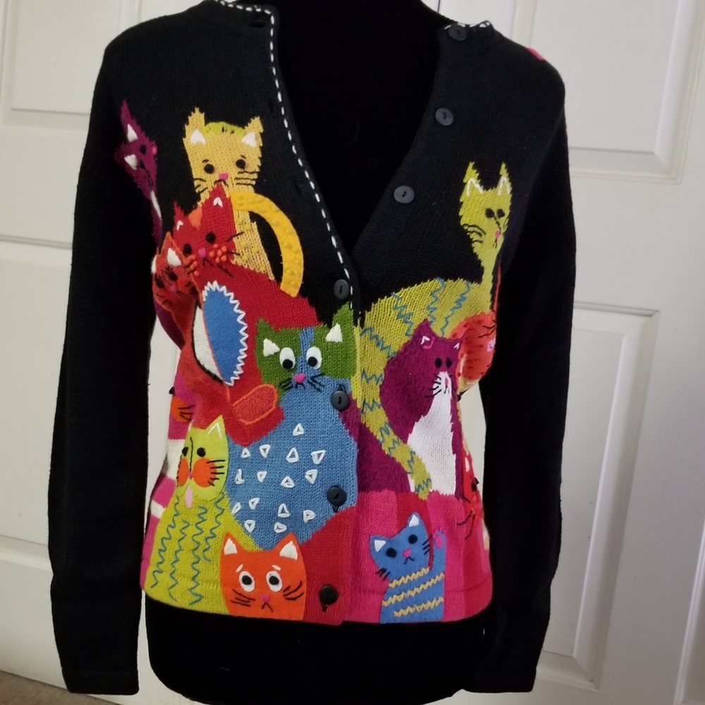 Avery Isle Cotton Cat Sweater S
